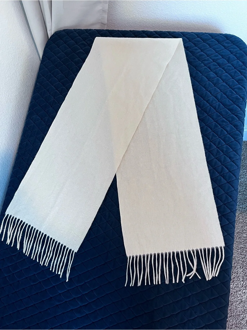 Soft Cream Fringe Tassel Scarf for Women Casual Fall Wear Width 11.5” Length 60”